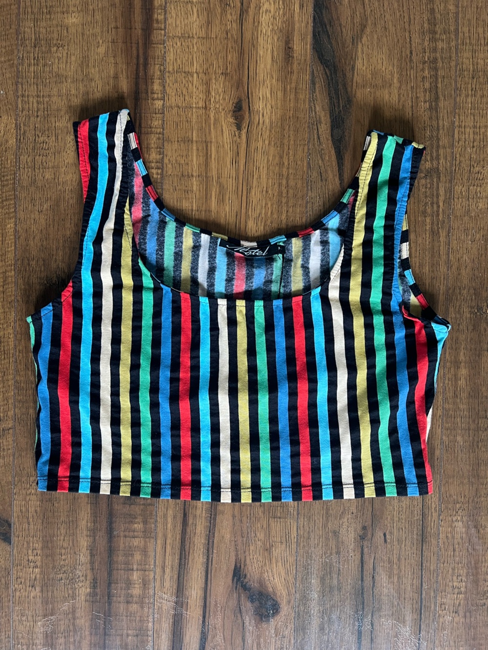 Striped Multi-Color Crop Tank Top - Size Medium